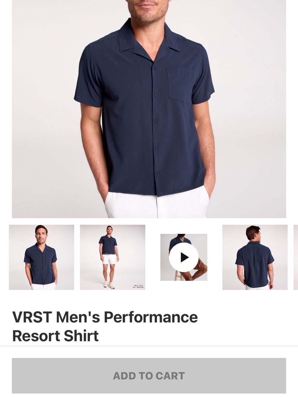 VRST Men's Short-Sleeve Resort Shirt - Navy XL